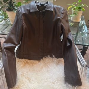 BCBG Brown Leather Jacket